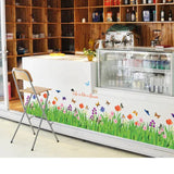 Green Grass Flowers Butterflies Wall Corner Decals Living Room Bedroom Baseboard Skirting Line Wall Stickers Art stiker dinding Wallsticker decalmile SK9057 Size: 30x 90cm