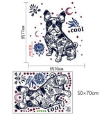 Wall Sticker French Bulldog Boston Terrier Iggy Paisley Night Moon Star Diamond Round Brilliant Cut size 50x70 sk7125