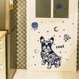 Wall Sticker French Bulldog Boston Terrier Iggy Paisley Night Moon Star Diamond Round Brilliant Cut size 50x70 sk7125