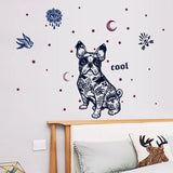 Wall Sticker French Bulldog Boston Terrier Iggy Paisley Night Moon Star Diamond Round Brilliant Cut size 50x70 sk7125