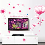Decal painting, Korean wall decal pink crystal flower size 60x90  AY9184a