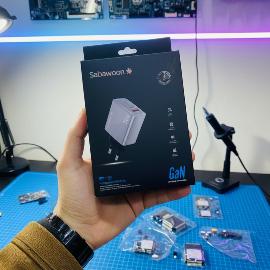 Sabawoon GAN S120 30W Adopter | USB + PD | All Mobile Options | Without Cable
