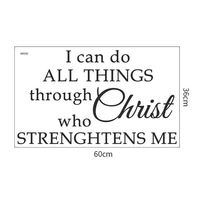 Family Art Decoration I Can Do All Things Through Christ who Strengthens me Inspirational Wall Decal Quote size 20x90 dz0210