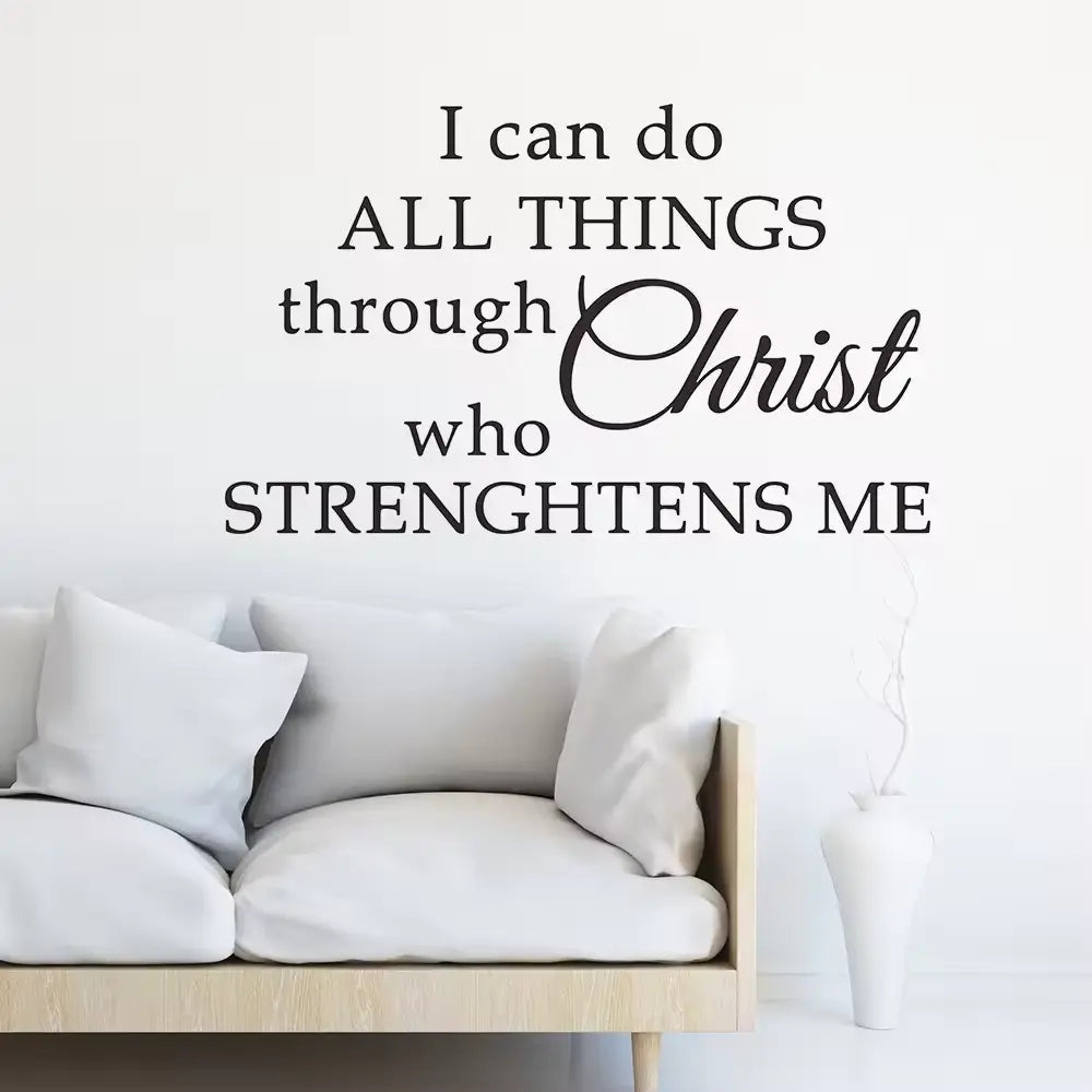 Family Art Decoration I Can Do All Things Through Christ who Strengthens me Inspirational Wall Decal Quote size 20x90 dz0210