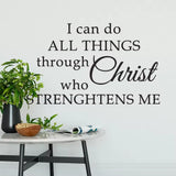Family Art Decoration I Can Do All Things Through Christ who Strengthens me Inspirational Wall Decal Quote size 20x90 dz0210