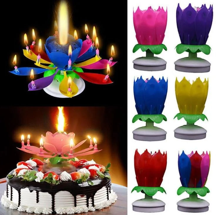 Melody Birthday Candle – Musical Flower Candle With Rotating Petals, Colorful Flames, And Happy Birthday Tune For Party Celebrations (Random Color)