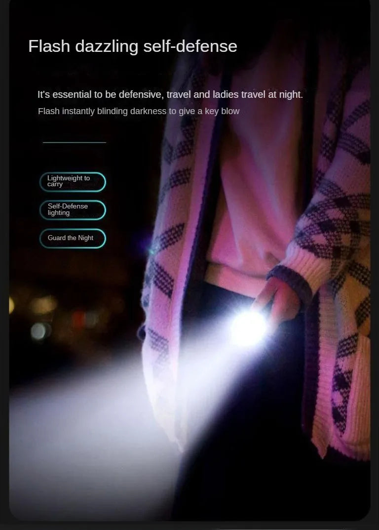 Mini Flashlight Flash Super Power Waterproof Camping Light / Pocket Flashlight with Clip USB Rechargeable Powerful Flashlight