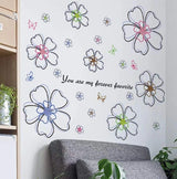 Wall Sticker Flower, Cherry Blossom, Butterfly, Simple, Soothing, Natural, DIY Wallpaper, Interior Sheet, Removable Sticker size 50x70 xls7141