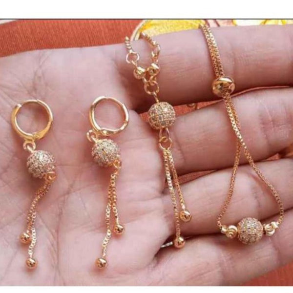 Gold Plated Pendant ,Bracelet And Earrings Set Trending Fashion