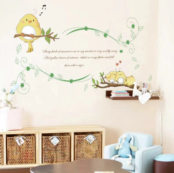 【WEJA】Cartoon bird stickers background stickers cute creative combination decorative painting DIY can remove wall stickers room deco size 50x70 mj7017