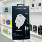 Sabawoon S117 Charger | 18W Fast Charging | 100% Original Quality | Adaptor with Type?C Cable