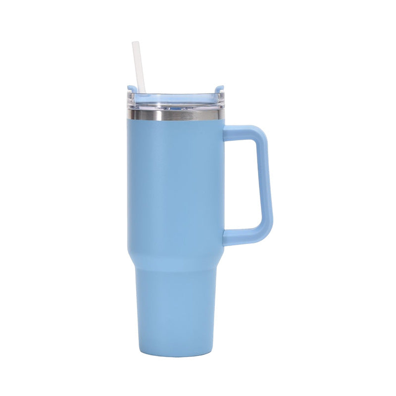 Insulated Stainless Steel Tumbler with Handle and Straw (40oz)