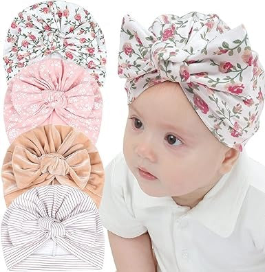 Rendum Color Floral Velour Baby Turban Hat