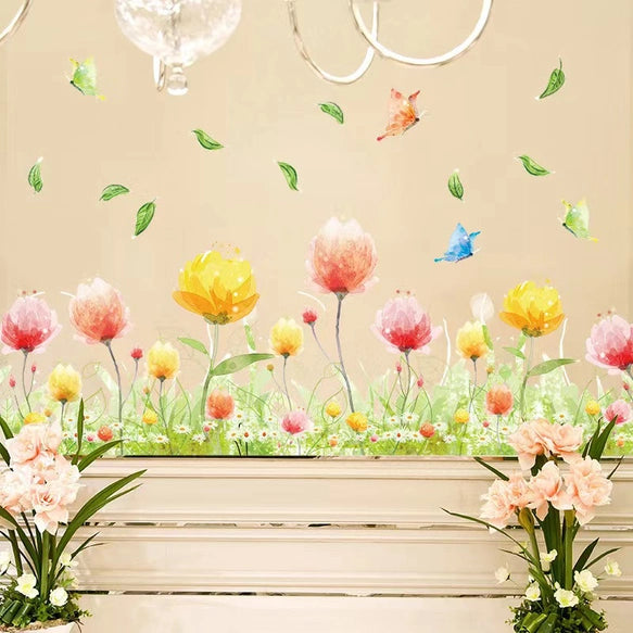 Wall Sticker Flower Flower Kitchen Toilet Plant Sticker Cafe Green Fence Wallpaper Scandinavian Seal Accent Kitchen Toilet Hydrangea Flower Bed Leaves Butterfly Lily Cactus Glass Entrance Branch size 50x70 xls7179