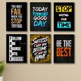 set of 6 Motivational wooden canvas frames for wall decore / sticky phototiles frames