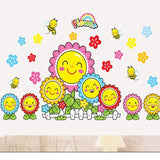 Radiant Sunflower Smiles Decal - Brighten Kids' Spaces with Joyful, Smiling Flowers PVC Wall Art for Home Decor size 50x70  dm570009