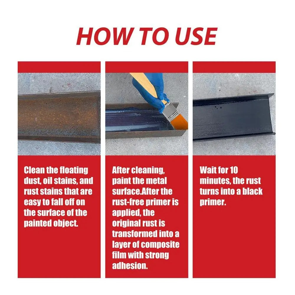 Rust Paint Metallic Paint Anti Rust Protection Coating For Removing Rust From Metal - Black Color (With Brush 300gm)