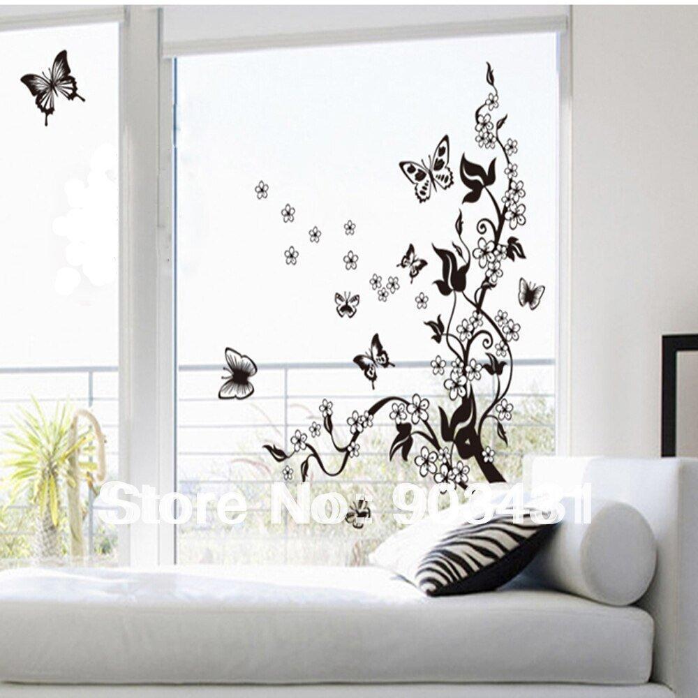 jm8062 Black Flying Butterfly Wall Stickers for Living room Bedroom Tv Sofa Background Window Glasses Home Decals Art Murals Home Decor