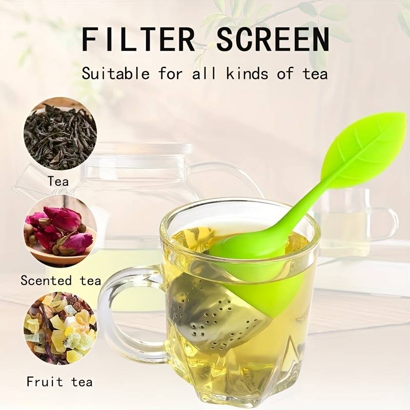 Silicone Tea Infuser -  Stainless Steel Strainer Drip Tray Included  (random color)