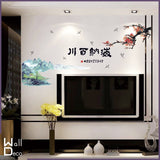 Micro Fun Life: In-stock, tax-inclusive, invoice available, credit card accepted. High-quality, waterproof, DIY wall stickers with seamless design. Won't damage walls. Chinese style calligraphy and ink painti size 60x90 sk9170