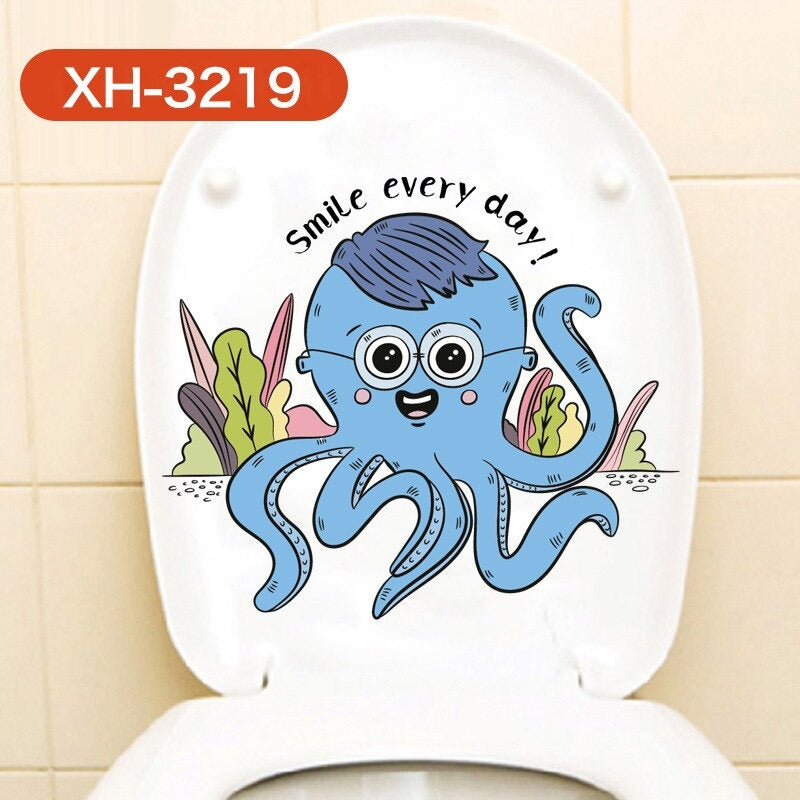 Crocodiles Octopus Fish Bathroom Toilet Wall Stickers Waterproof Tile Stickers size 30x30 xh3219