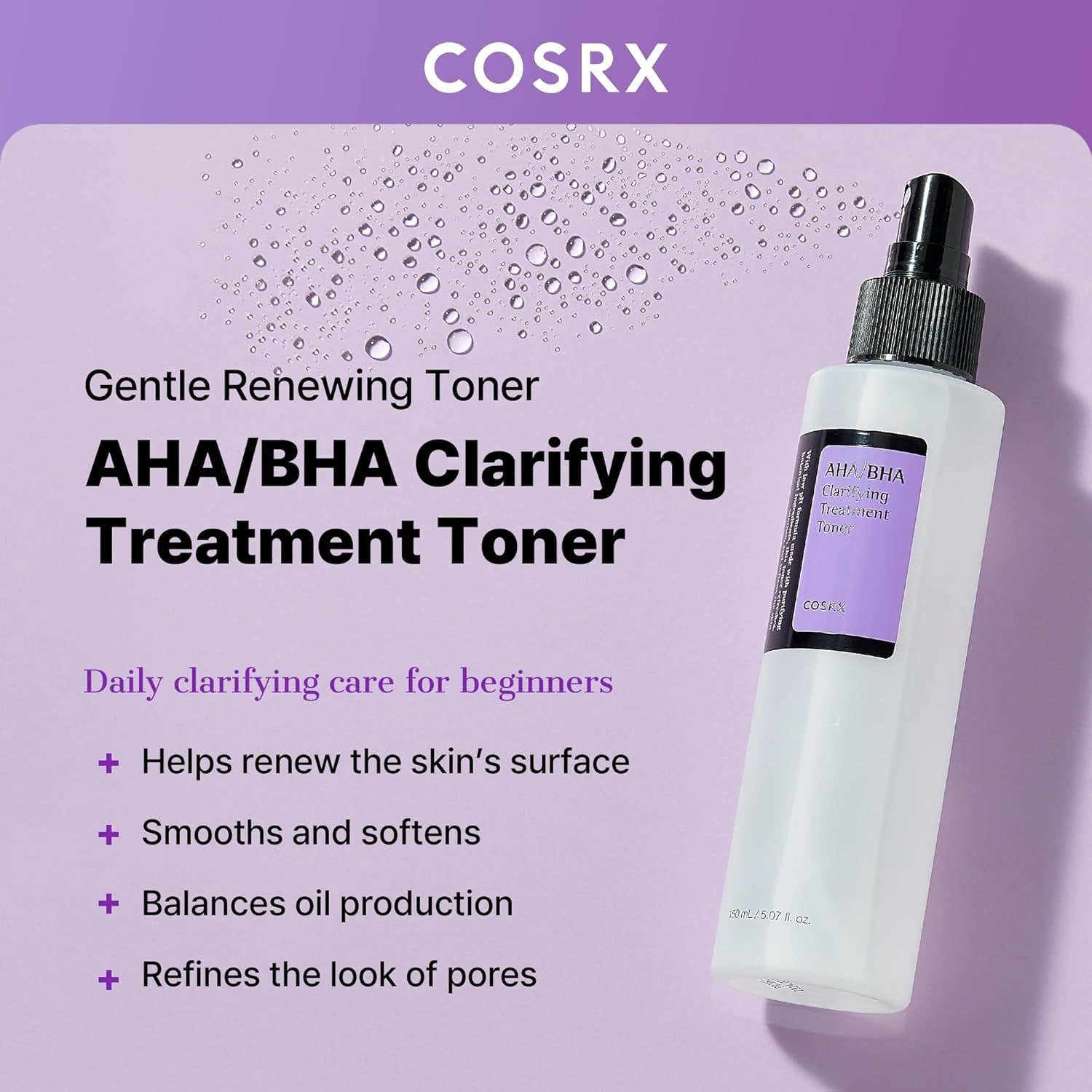 COSRX AHA/BHA Clarifying Treatment Toner | Gentle Exfoliating & Pore-Refining Korean Toner – Imported