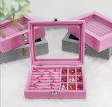 Jewelry Storage Organizer Box with Lock | Synthetic Leather & Velvet | Multi functional Gift for Women | Random Colour