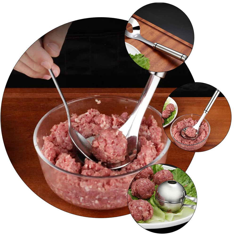 Meatball Spoon | Stainless Steel Scoop Ball Maker | Non?Stick Meatball Baller with Long Handle