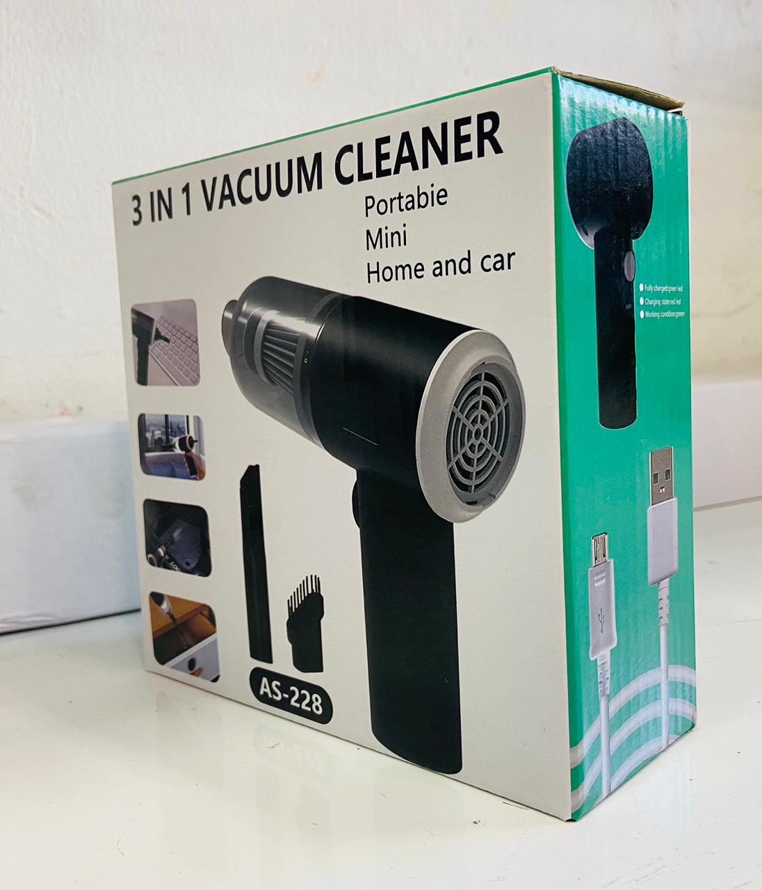 3 in 1 AS- 228 Mini USB Rechargeable Vacuum Cleaner, Vacuum For Car – Vacuum For Home – Duster