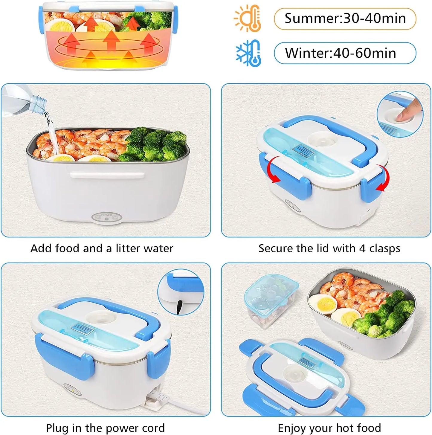 Waterproof Portable Electric Heating Lunch Box(Random Color)