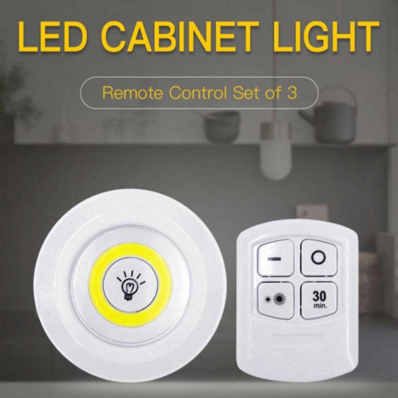 Tap LED Light With Remote Control (Pack of 3 Lights)