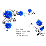 Mural Rose Vine Blue Large Lotus Wall Sticker Flower Room Decoration Aesthetic For Teens Living Room Tv Wall Bedroom Home Office Wallstickers   Gs8823a Size: 60x90cm