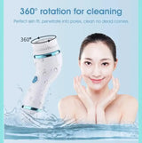 Cnaier 4 in 1 Electric Cleanser | Facial Cleansing Brush &amp; Massager - Face Brush Set | Electric Rotating Face Scrubber for Deep Cleaning, Exfoliating, Blackhead Removing AE-8286