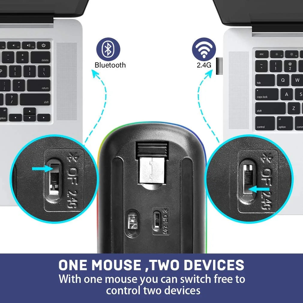 HP W10 Wireless RGB Bluetooth, Wireless, Rechargeable Slim Mouse
