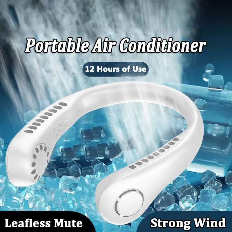 Mini Hanging Neck Fan High Wind 3 Speed Adjustable USB Charging Portable Quiet Super Long Life Outdoor Sports Office Camping (Random Color)