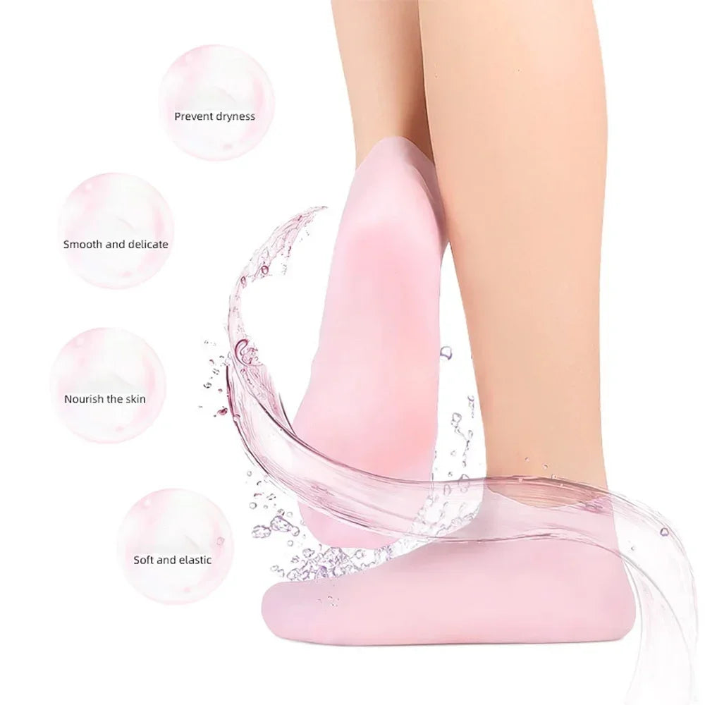 (Combo Pack) Moisturizing Glove and Socks Set, Silicone Gel Spa  Socks For Dry Cracked Skin &amp; Silicone Jelly Socks Gel Moisturizing Socks Foot Care Protector