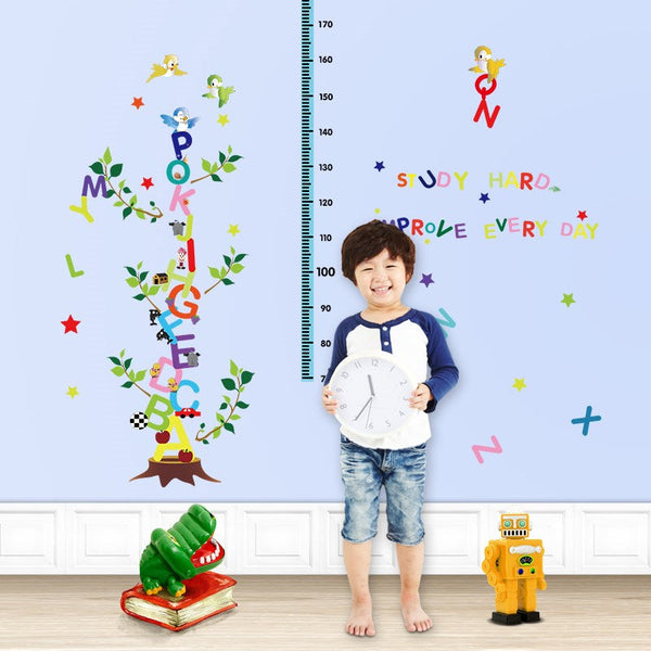 SK9087 Learning English DIY kids room decorative wall sticker English alphabet kids height gown chart