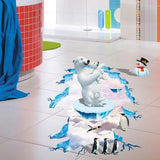 XL8127 creative 3D polar bear Penguin 3D living room bedroom environment decoration sticker can remove wall stickers  size 60x90  xl8127
