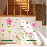 Wall Stickers - Flowers, Plants, English Letters - Stylish Wall Stickers - Alphabet Wall Decals - Perfect for Toilets, Entrances, Bedrooms, Windows, Mirrors - Cute Pink - Flowerbeds, Flower Gardens size 45x60 ay650a