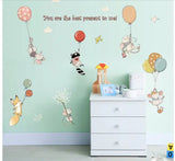 Life n Colors Cute Animals Flying With Balloons Theme for Kids Room Multi Colour Entertainment Wallpaper size 50x70 sk7187