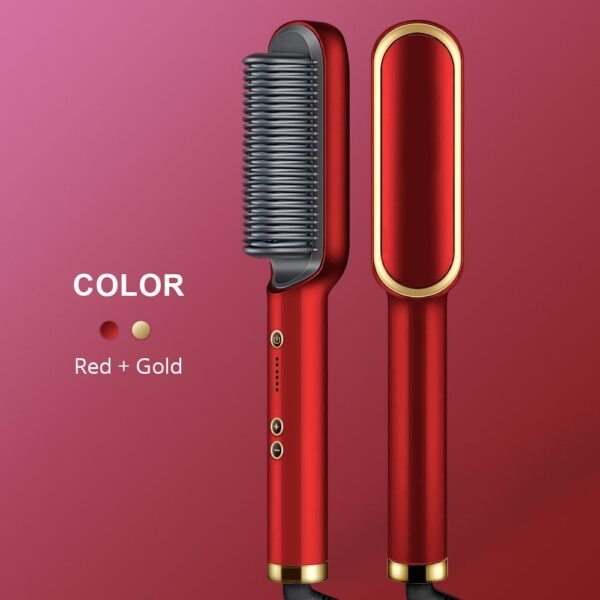 HQT-909 Hair Straightener Ceramic Heated Hair Brush | brush straightener | Ceramic Heated Hair | Hair styling | Hair Beauty Tool | Straight , curl different styling hair Ceramic Brush ( random color )