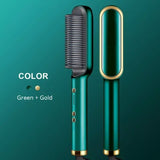 HQT-909 Hair Straightener Ceramic Heated Hair Brush | brush straightener | Ceramic Heated Hair | Hair styling | Hair Beauty Tool | Straight , curl different styling hair Ceramic Brush ( random color )