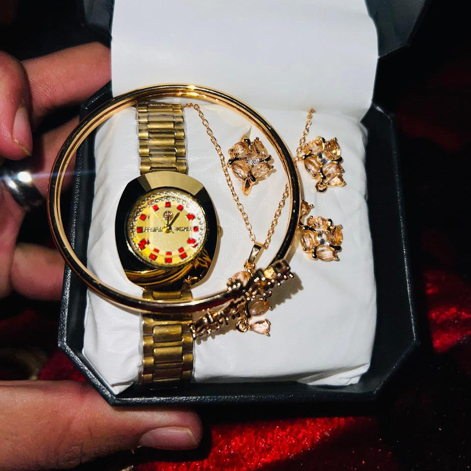 Jewellery Watch With Bangle Elegant Stylish Durable Quality Timeless Design (With Box)