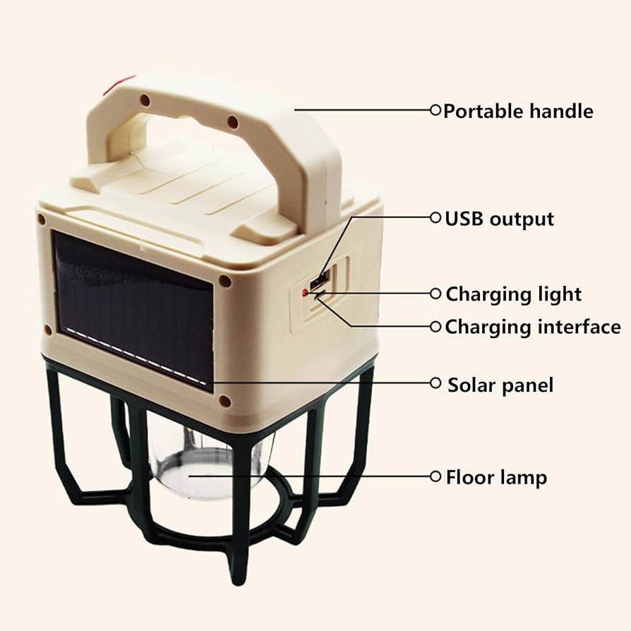 Solar Powered Hanging Camping Light – Dual Charging LED Lantern with USB Port & Hook Design