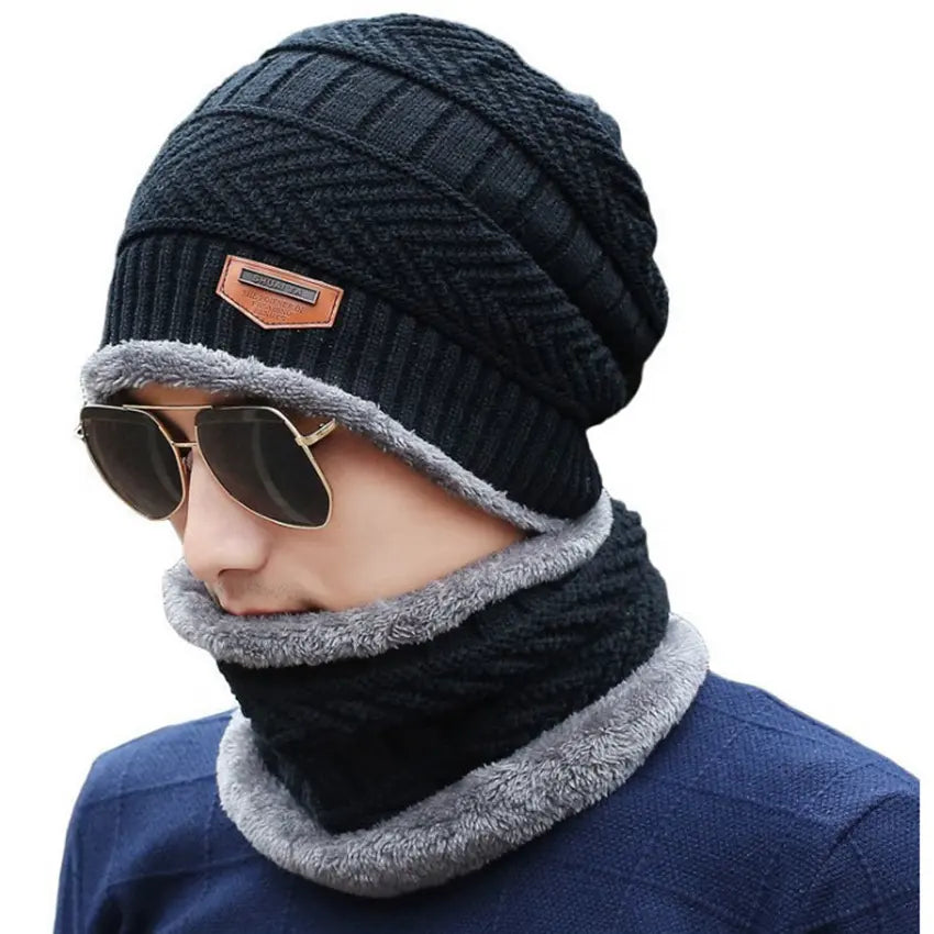 Coral Fleece Scarf Hats Winter Beanies Soft For Men's and Women's