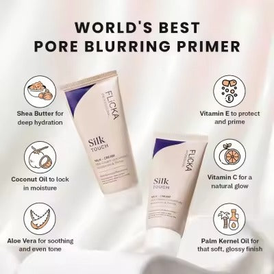 FLiCKA Silk Touch 3?in?1 Moisturizer & Primer | Hydrating, Lightweight, Long?Lasting | Pore Minimizer |