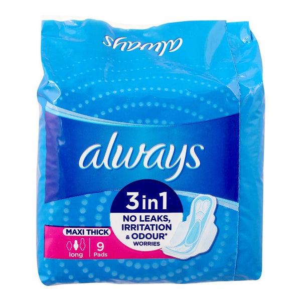 Always 3-in-1 Maxi Thick (Long) Sanitary Pads Value Pack, 30 Ct