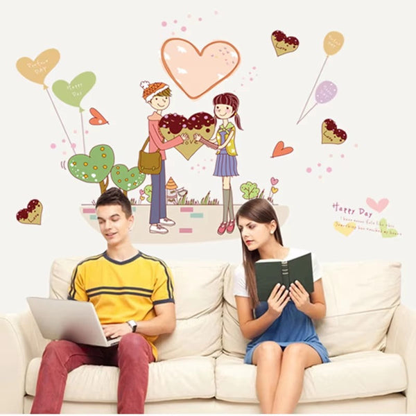 They started dating couples marriage room wall stickers love stickers love flowers wedding blessing