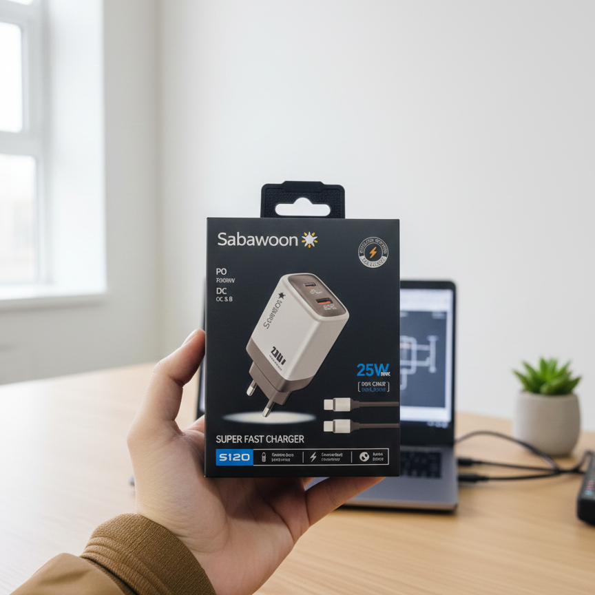 Sabawoon S120 25W Fast Charger ?? | All Mobile Options | Type?C to Type?C Cable