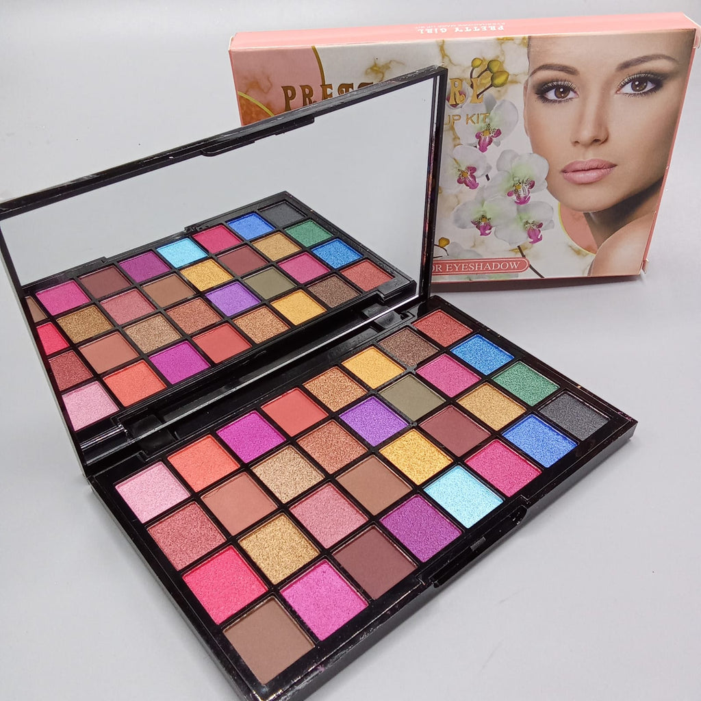 PhantomSky 32 Colors Eyeshadow Palette High Pigment Palette Matte Shimmer Easy to Blend, Ideal for Creating Daily, Festival Makeup, with Double-Ended Applicator, Small, Easy to Carry and Touch-Up